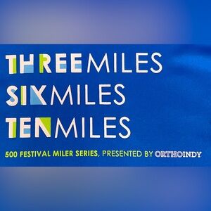 Indy 500 Mini Marathon 13.1 One America Mens L Long Sleeve Running Shirt Blue